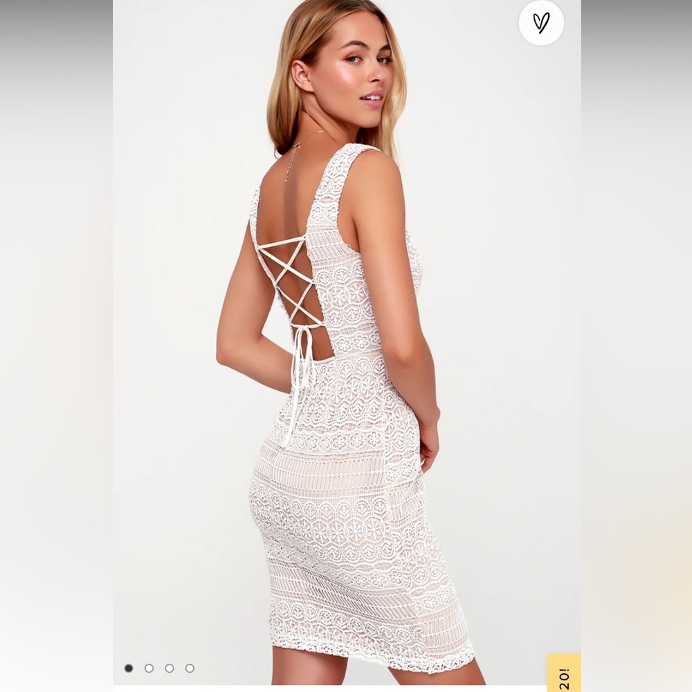 Thriving force white and nude lace dress